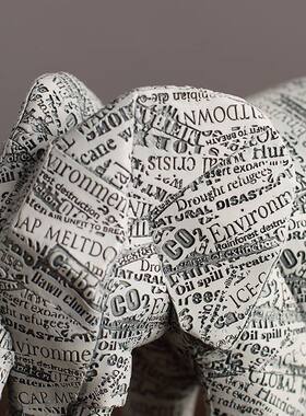 客厅办公室家居装饰品仿大象纹路玄关摆件中式家居创意报纸装饰品