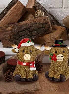 圣诞节高地花园牦牛树脂品摆件家居装饰品桌面装饰礼物