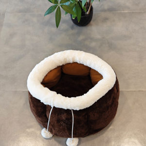 新疆包邮直发疯狂小狗绒球抽绳猫窝棕色四季通用冬天用品猫窝