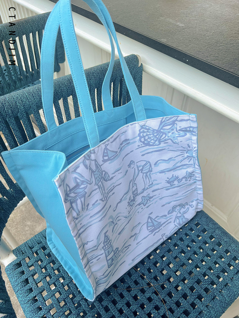CTANDJIM苏梅岛holiday海滩蓝色托特包 购物袋 妈咪包 电脑包,淘宝优惠券,粉丝福利购,淘宝优惠卷