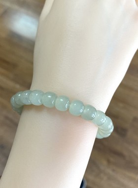 冰透浅晴水手链老形珠和田玉老坑