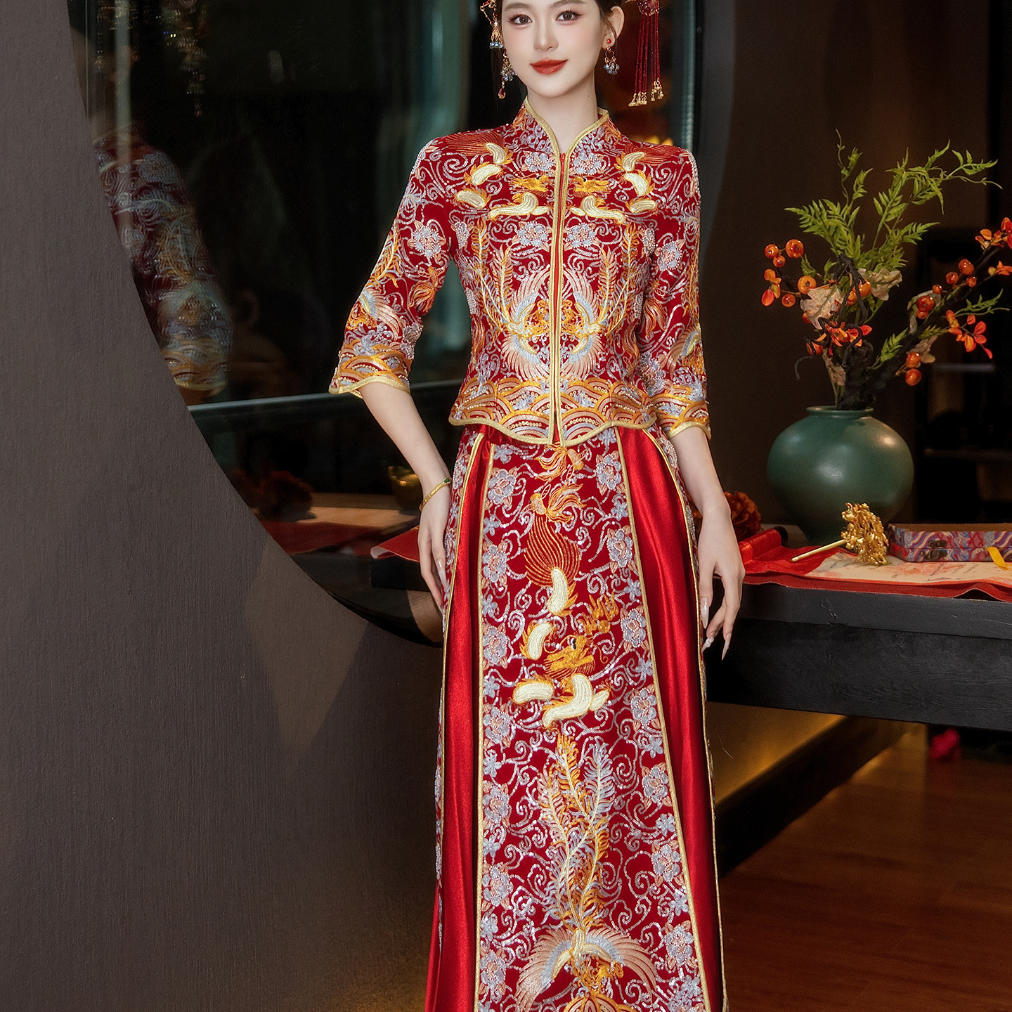 龙凤褂新娘秀禾服2025新款中式嫁衣结婚小个子婚服婚礼服重工褂皇 - 图3