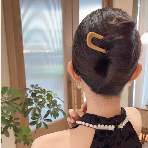 丸子头u型发簪盘发神器2024新款后脑勺插梳发夹女简约头饰发钗子 - 图1
