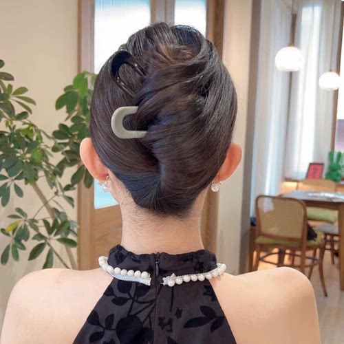 丸子头u型发簪盘发神器2024新款后脑勺插梳发夹女简约头饰发钗子 - 图0