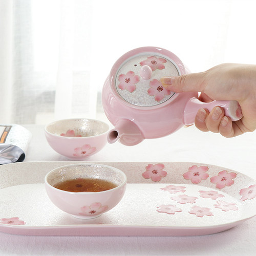 日本进口有田烧田清窑手绘樱花侧把茶壶套装土瓶急须日式可爱茶具 - 图2
