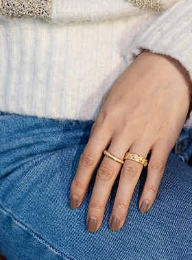 Vintage中古拉菲草编织指环925银轻奢高级感百搭意大利拉丝戒指