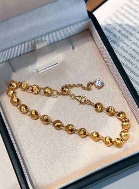 S925银拉丝猫眼珠手链女环环相扣高级感简约精致设计圆珠手饰批发