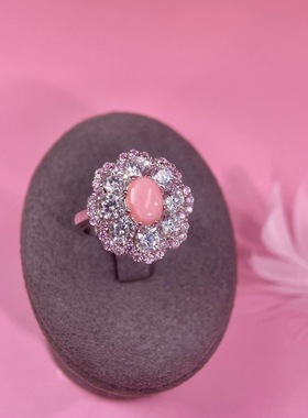 精致珠宝感海螺贝戒指高碳钻+银