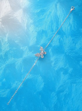 925银渐变满钻蝴蝶手链轻奢高级感 原创新品粉钻蝴蝶手链手环女