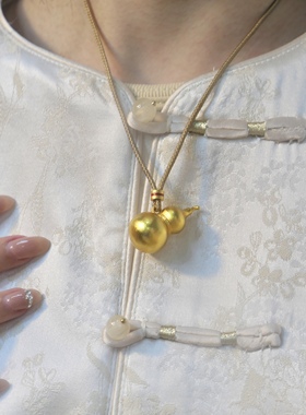 Paula 古法实心立体葫芦吊坠项链 L027