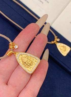 重生小元宝Paula新中式国潮点钻黄财神吊坠女项链毛衣链礼物Y016
