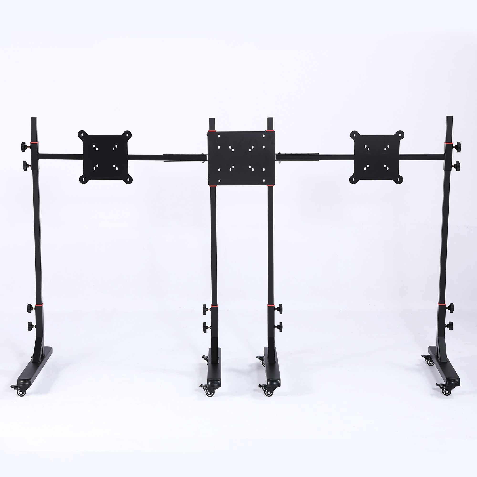 VRS赛车三屏支架液晶屏幕落地挂架带滚轮可移动电视显示器支架_虎窝淘