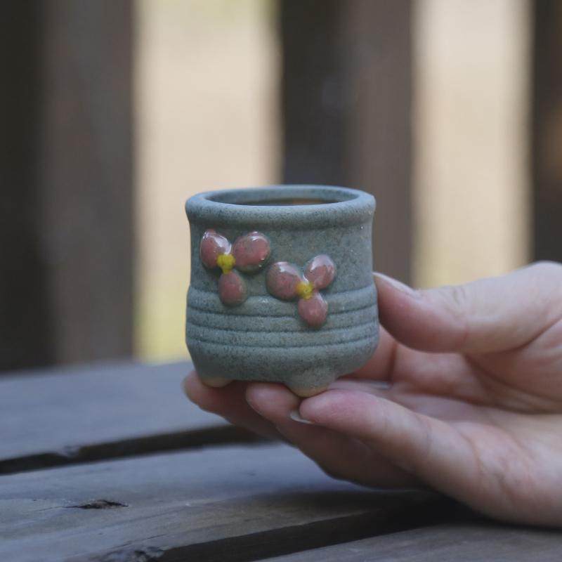 新品粗陶浮雕手绘可爱多肉素烧花盆 透气陶瓷桌面绿植控型小盆器,淘宝优惠券,粉丝福利购,淘宝优惠卷