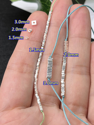 S925纯银迷你碎银小方形隔片散珠DIY编水晶手绳串项链锁骨链配件 - 图2