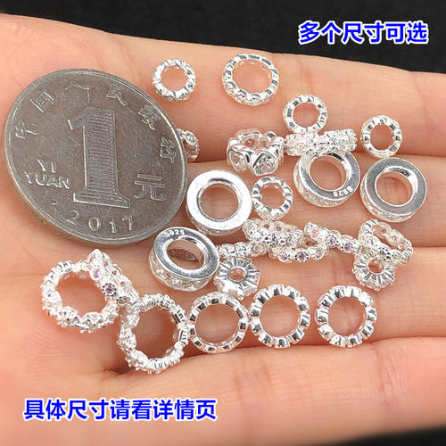 s925纯银素银微镶锆石隔珠垫片水晶手串编织手绳项链手工diy配件 - 图0