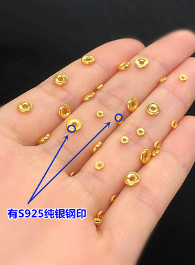 纯银镀金盘缠圆圈车轮珠隔片编织