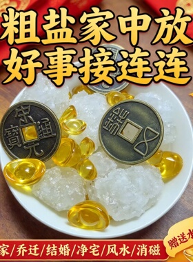净宅大颗粒盐海盐干净卧室卫生间乔迁安宅粗招财消磁开运摆件