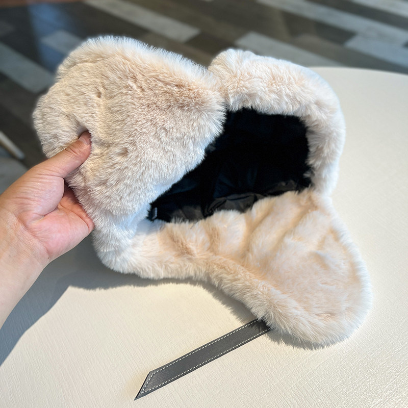 雷锋帽女秋冬加厚保暖PU皮质毛绒帽户外滑雪防寒护耳帽飞行帽潮男