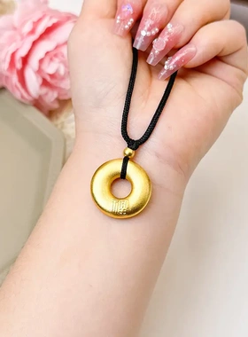 沙金古法福字如意圈项链