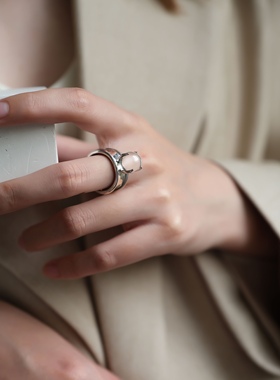 魔女的水晶球透明戒指Unity纯银