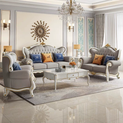 Кожаный диван в стиле европейского в стиле 123