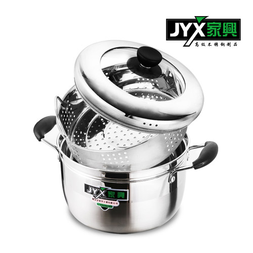 加厚不锈钢蒸锅单层蒸煮锅多用汤锅 带蒸笼烹饪锅具 家兴日式蒸锅 - 图0