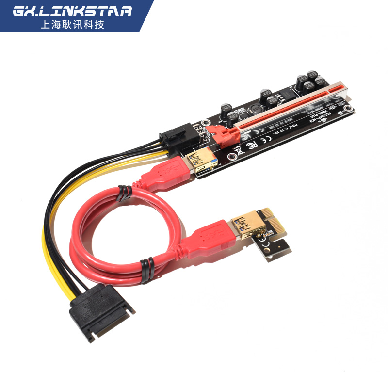 新款PCI-E X1转X16显卡延长线6pin增加版USB3.0转接卡pcie1x转16 - 图2