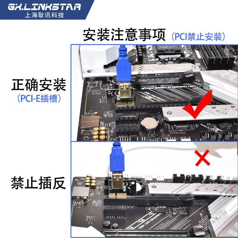 新款PCI-E X1转X16显卡延长线6pin增加版USB3.0转接卡pcie1x转16 - 图0