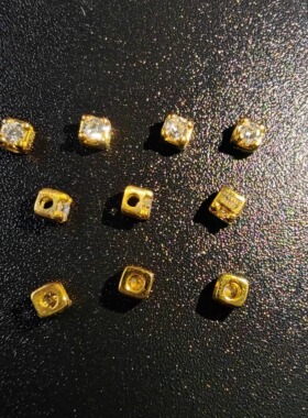 方糖钻18k金天然钻芝麻珠配件