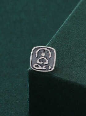 S925纯银无相佛纽扣手工编织饰品
