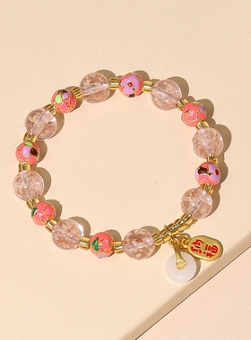 粉色景泰蓝手串高级感珐琅