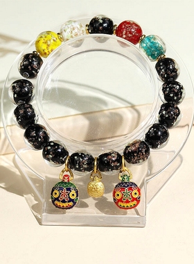 黑色夜光金沙琉璃女款潘家园手链