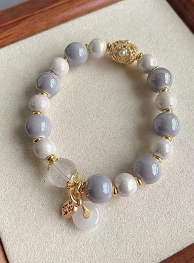 灰瓷平安扣心经金箔手串