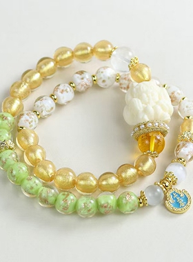 潘家园夜光琉璃九尾狐手链