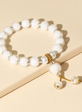 半糖琉璃手串糖心佛珠女闺蜜莲花上岸好运手链简约设计配饰