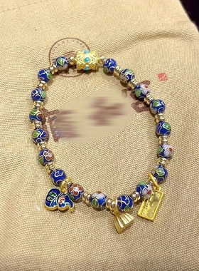 北京蓝色景泰蓝潘家园葫芦手串