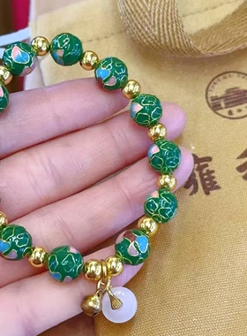 北京绿色景泰蓝潘家园手串