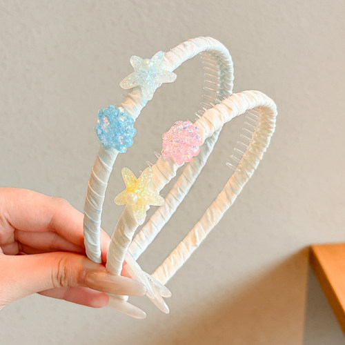 女童海洋风前额带齿头箍儿童人鱼发箍洗脸防滑不伤发碎发卡子头饰 - 图3