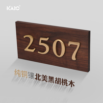 Custom door plate number brass word black walnut wood quality day style Minjuku hotel Villa Solid Wood Home shop Out of stock