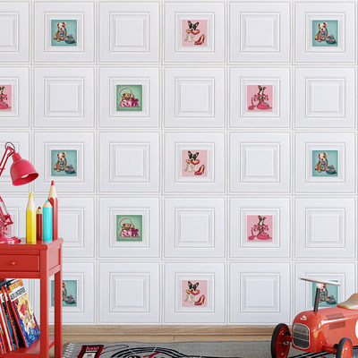 环保墙贴无味3d立体儿童房三壁纸自粘防水可擦洗卧室餐厅背景大气 虎窝淘