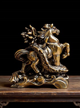 纯黄铜龙马精神桌面摆件装饰品