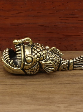 黄铜深海安康鱼灯笼鱼摆件装饰