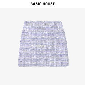 Basic House/百家好短裙女春显瘦气质包臀裙高腰A字毛呢半身裙