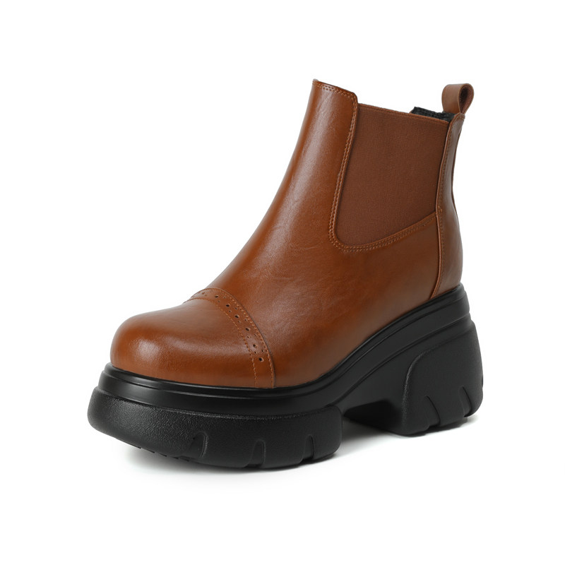 8.5cm秋冬新款真皮厚底马丁靴女小个子时尚增高英伦风加绒短靴子,淘宝优惠券,粉丝福利购,淘宝优惠卷