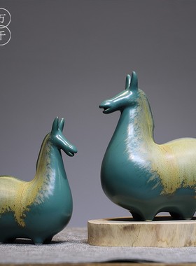 窑变陶瓷玄关摆件陶瓷摆件新中式