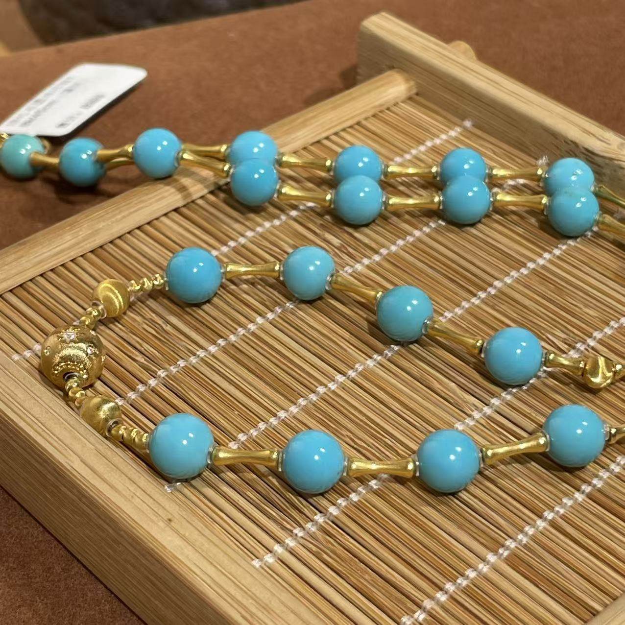 绿松石圆珠项链18k/45cm（瑾妍）AZB10959,淘宝优惠券,粉丝福利购,淘宝优惠卷