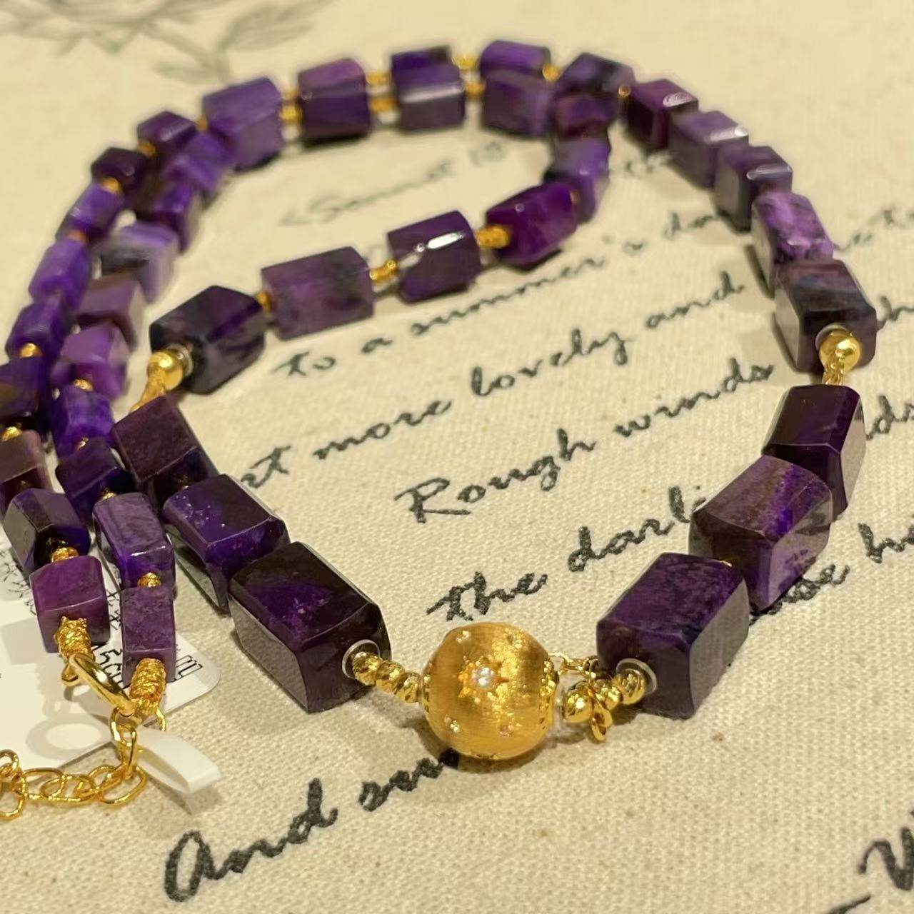 南非舒俱来皇家紫四棱珠项链18k/45cm（秋竹）AZB11508,淘宝优惠券,粉丝福利购,淘宝优惠卷