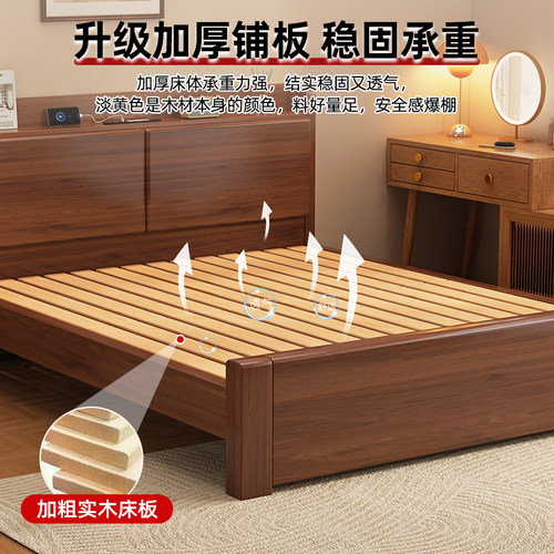 经济型实木床现代简约1.8米主卧双人床北欧风1.5m出租房1.2单人床 - 图1