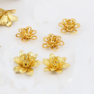 黄铜3层莲花花托手工diy古风步摇簪子自制作发簪发饰耳环配件材料 - 图3