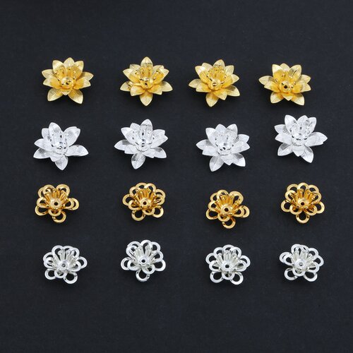 黄铜3层莲花花托手工diy古风步摇簪子自制作发簪发饰耳环配件材料 - 图1
